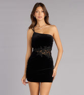 Janessa Velvet One-Shoulder Mini Dress