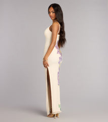 Athena Beaded Sequin Floral Formal Dress