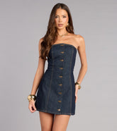 Denim Days Button Front Mini Dress