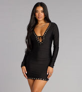 Bold Look Long Sleeve Bodycon Mini Dress