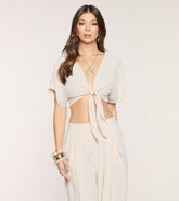 Soft Breeze Tie-Front Crop Top