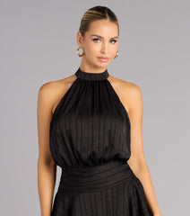 Glossy Moves Satin Halter Romper