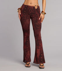 Sleek Moves Snake Print Flare Pants