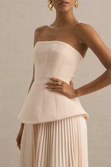 Feeling Good | Nude Bandeau Jumpsuit With Pleated Trouser