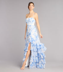 Alia Floral Chiffon Ruffle A-Line Dress