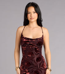 Primrose Velvet Pattern Lace-Up Formal Dress