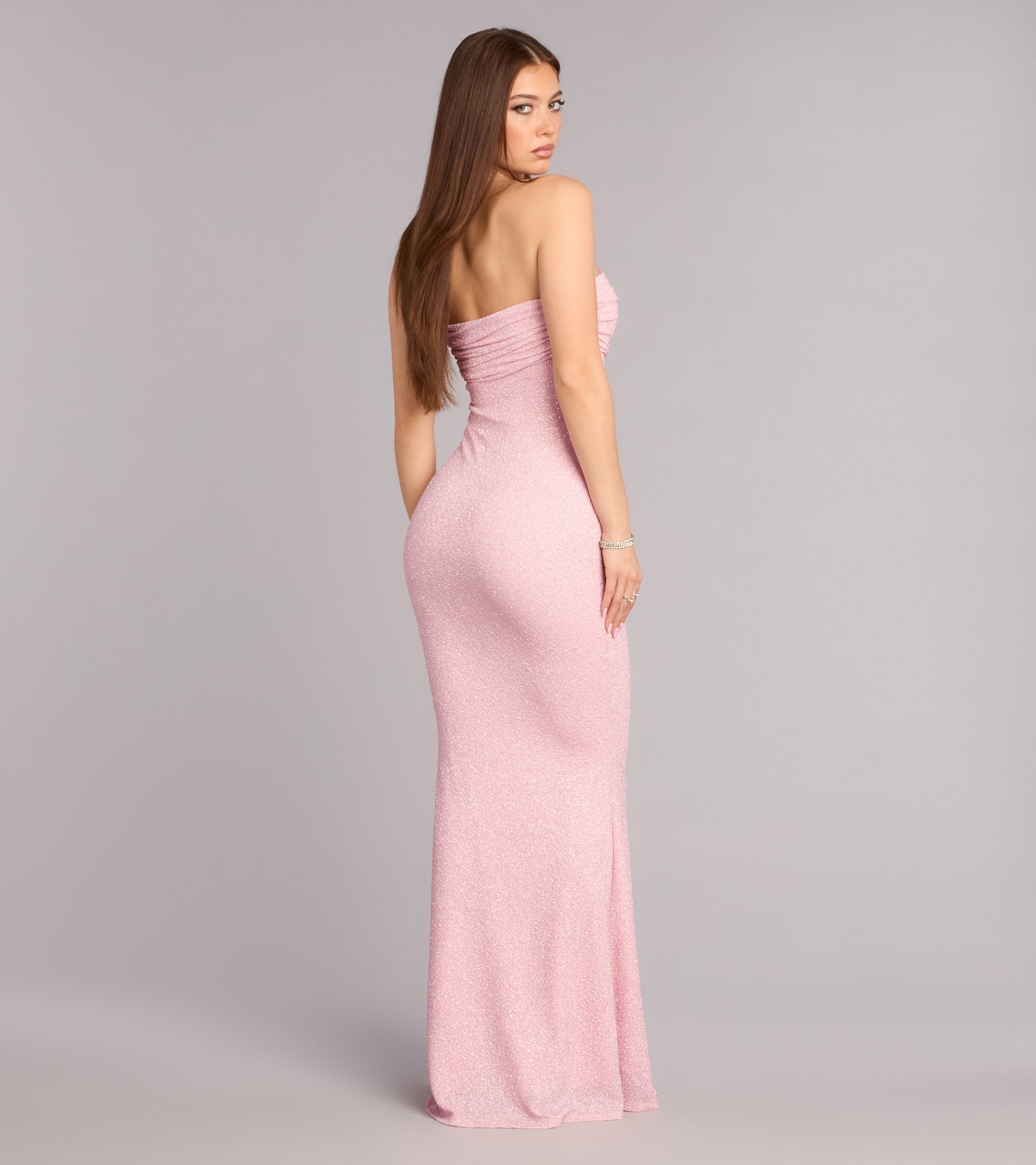 Audrina Glitter Strapless Mermaid Formal Dress
