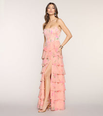 Elira Floral Chiffon Ruffle Formal Dress