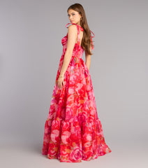 Elana Floral A-Line Slit Formal Dress