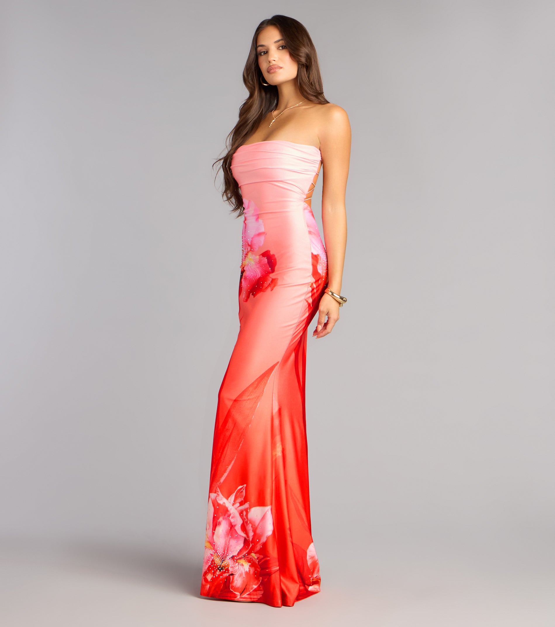 Summer Tropical Strappy Formal Dress