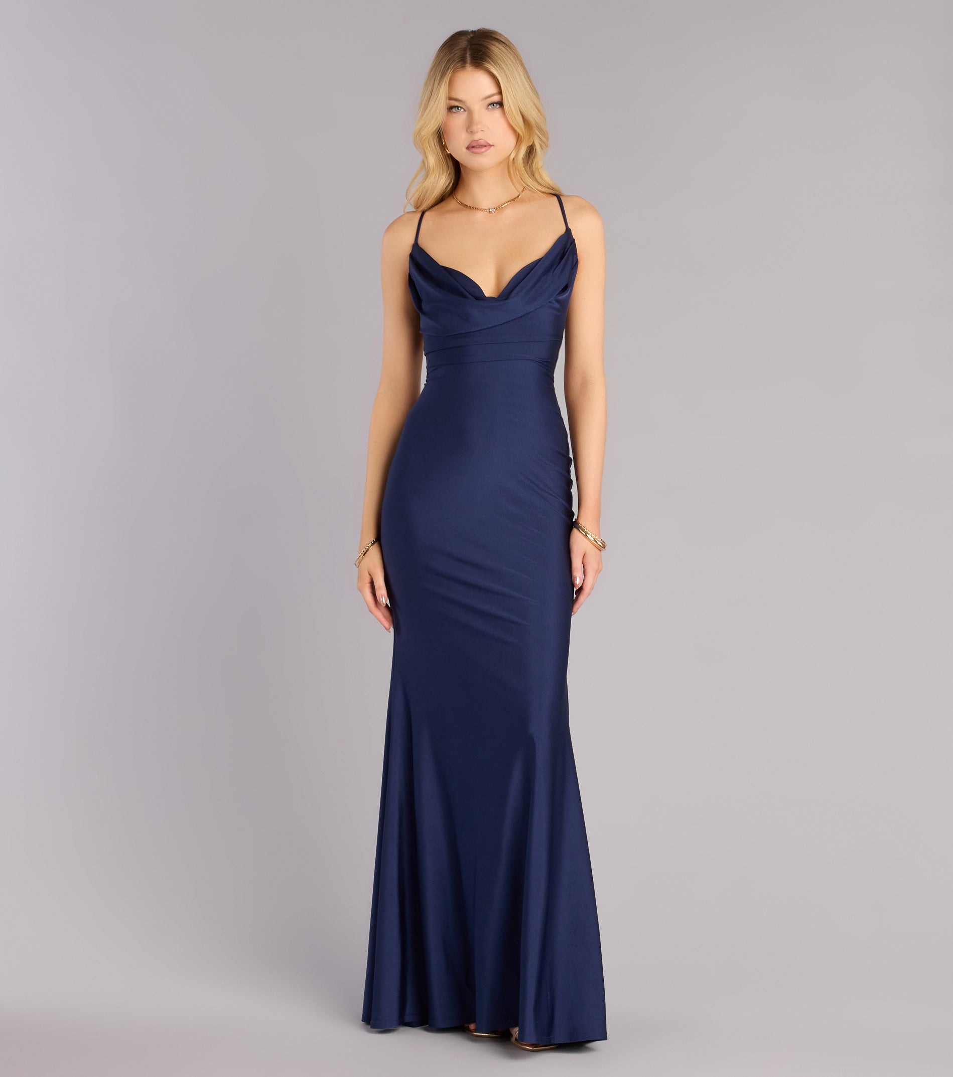 Tara Formal Satin Lace-Up Mermaid Dress