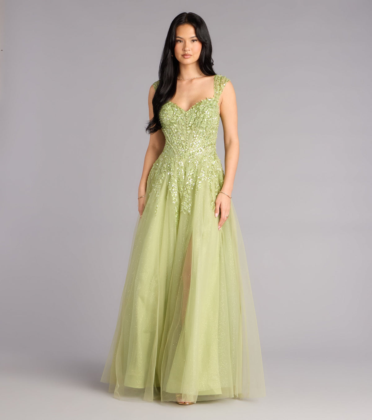 Ashley Applique Lace-Up Tulle Ball Gown