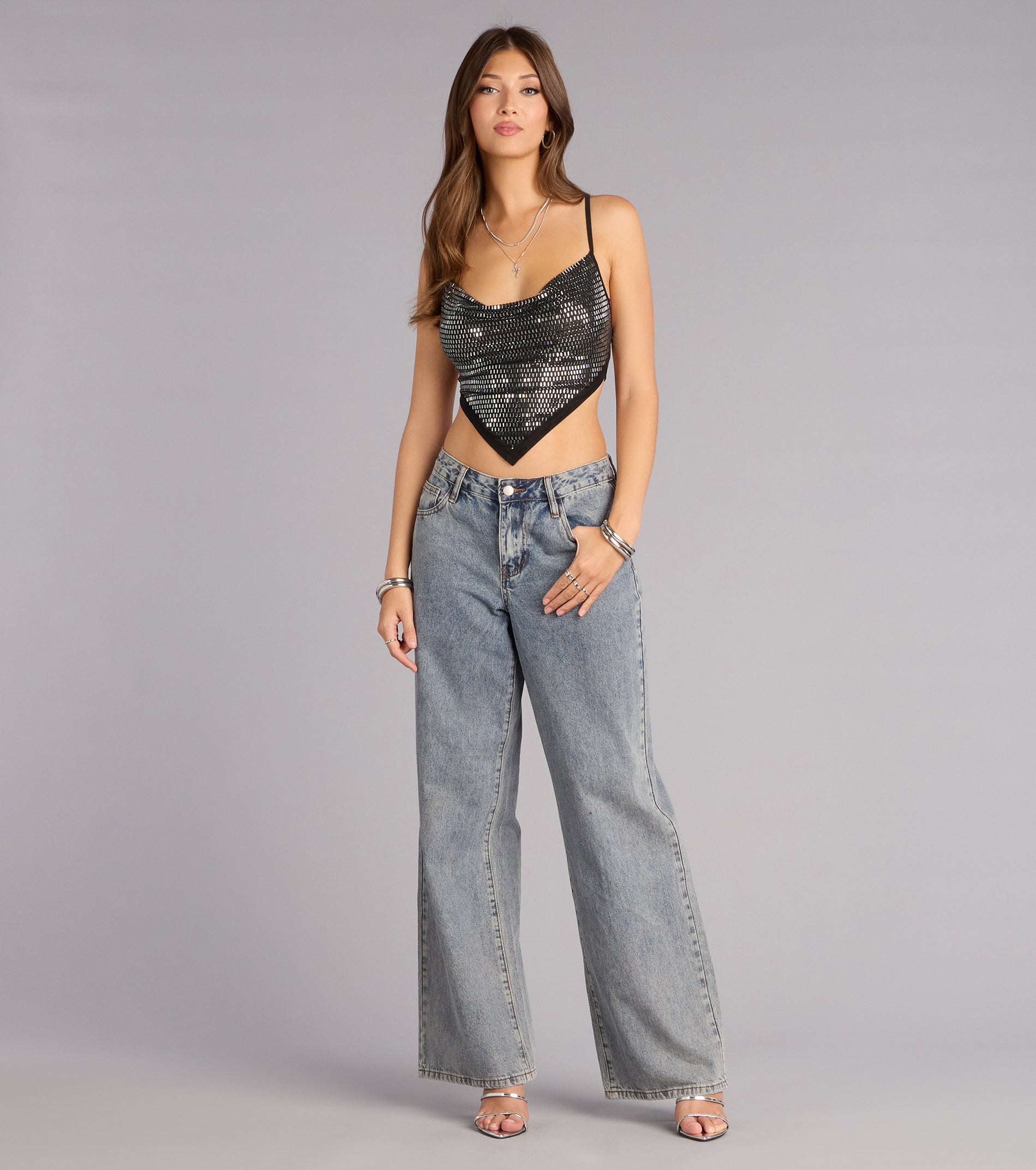 Nightglow Tie-Back Rhinestone Top