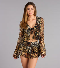 Wild Card Plans Lace Tie-Front Top